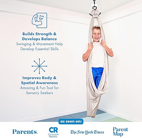 Miniatura 5 de Harkla Columpio sensorial para niños y adultos, soporta 300 libras, columpio sensorial para interiores y exteriores para un efecto calmante similar