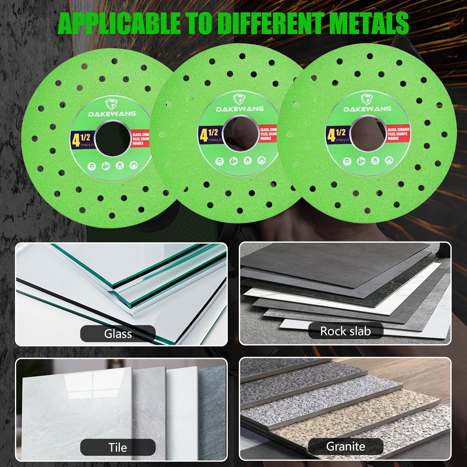 3pack 4-1/2 inch Diamond Blade for Angle Grinder, Indestructible Discs for Grinder, Ideal for Porcelain, Glass, Ceramic, Tile, Granite, Marble.