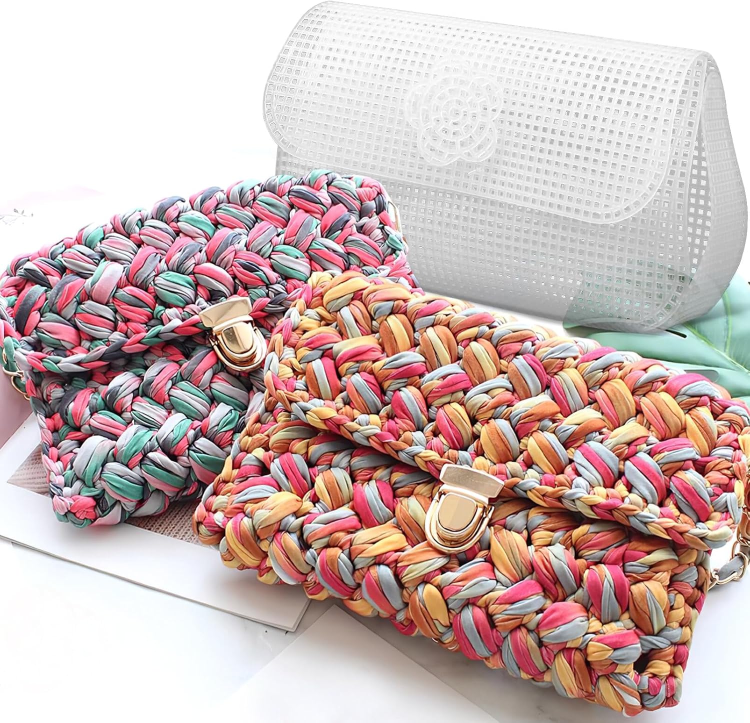 EXCEART Plastic Mesh Canvas Sheets 6 Pcs 16.7X9.1 Inch Versatile Mesh Fabric for DIY Purse Making Embroidery Project Bag Crafting