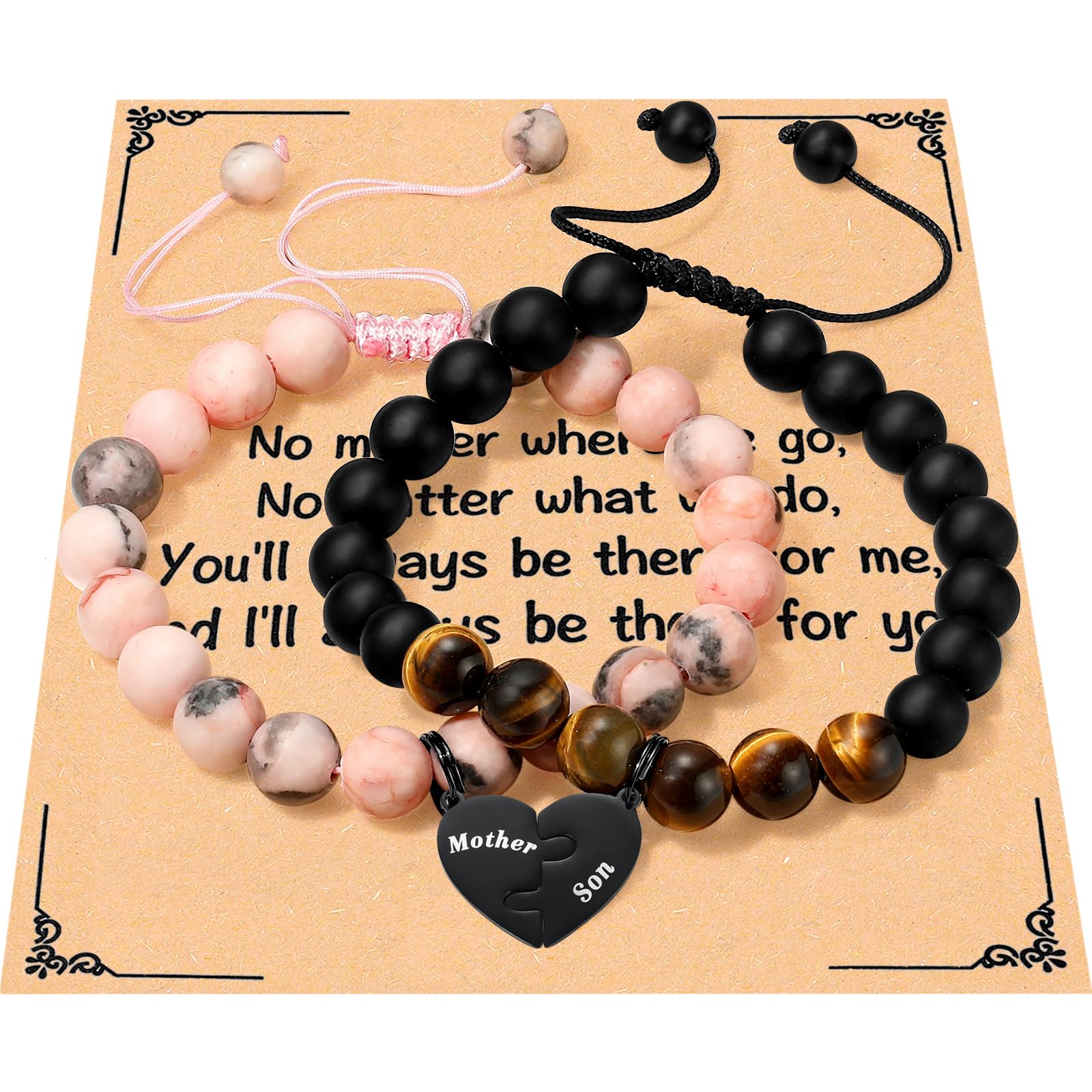 Ralukiia Mother &amp; Son Heart Matching Necklace Set - Graduation, Birthday Jewelry