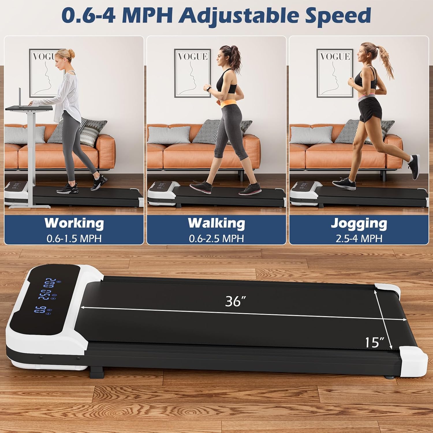 GYMAX Walking Pad, 2.5HP 3 in 1 Under Desk Treadmill with Remote Control, LED Display & 3 Countdown Modes, Free-Installation Portable Compact Running Jogging Machine for Home Small Space