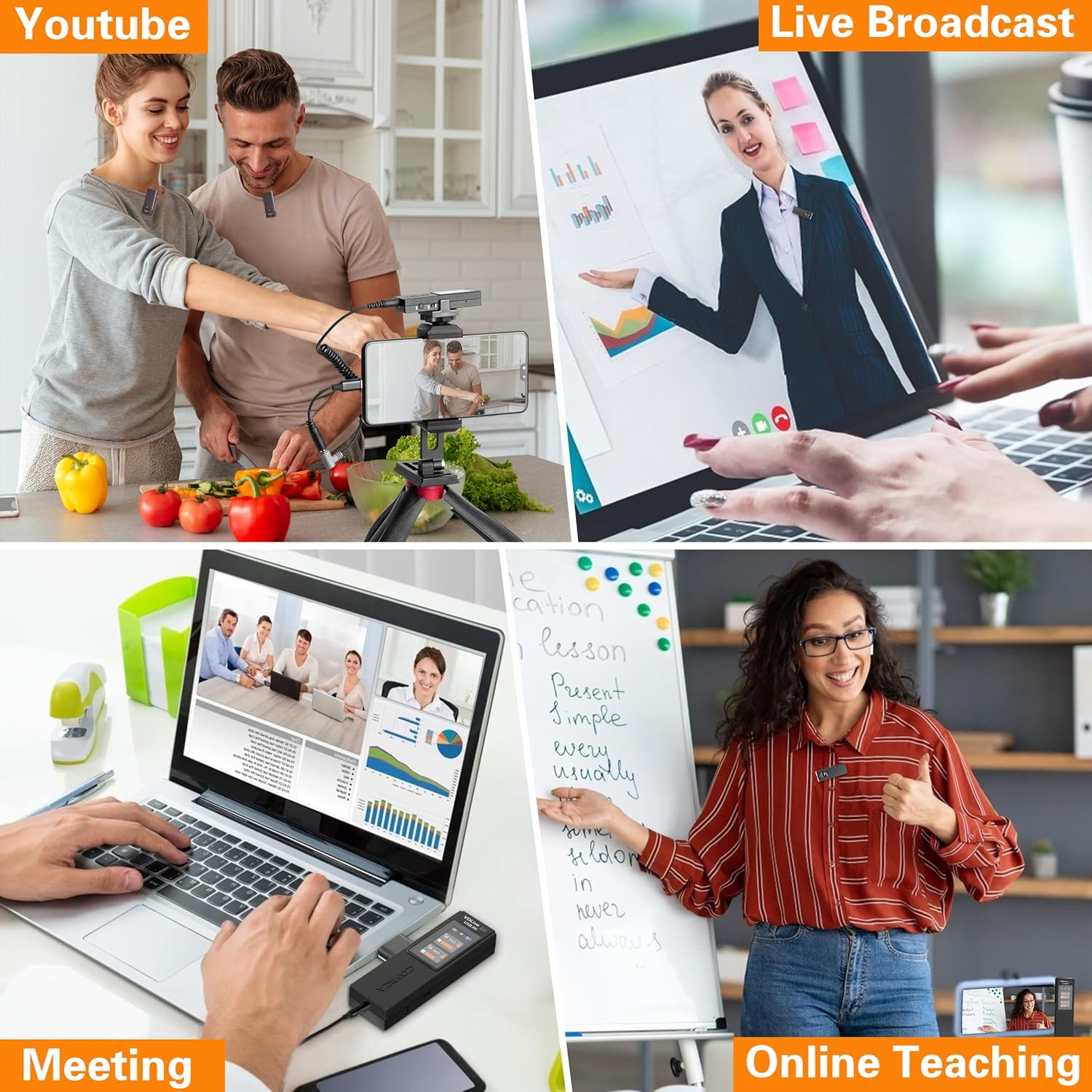 COMICA VDLive 10 USB C Wireless Lavalier Microphone with Charging Case, Wireless Microphone for PC Computer USB Type C Android iPad Video Recording, YouTube,Tiktok Live Streaming Vlogging