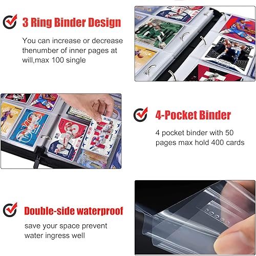 Miniatura 5 de Carpeta de tarjetas de baloncesto de la NBA de 400 bolsillos, regalos para coleccionistas de tarjetas coleccionables de baloncesto, bolsa de