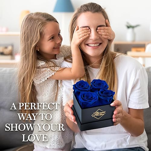 Miniatura 3 de GLAMOUR BOUTIQUE Rosas preservadas en una caja, regalos del día de San Valentín para ella y mamá, decoración de 4 rosas para regalo de cumpleaños,