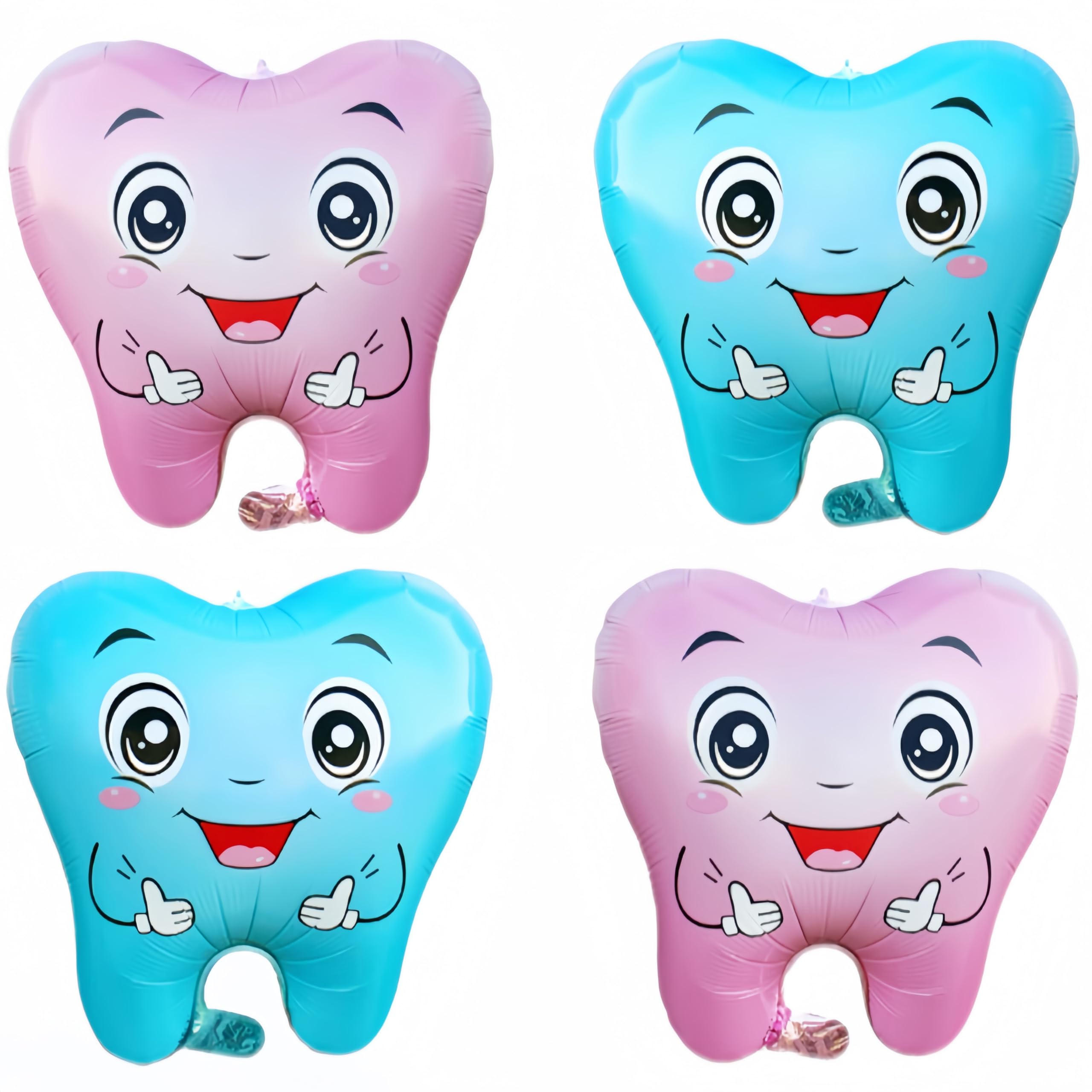 4Pcs Cute Tooth Balloons for Baby Full Moon Party/Dentist Dental Graduation Party Decor/Teeth Theme Supplies/Children's Oral Health Education Activity/Dental Student Graduation/Tooth Clinic Decor
