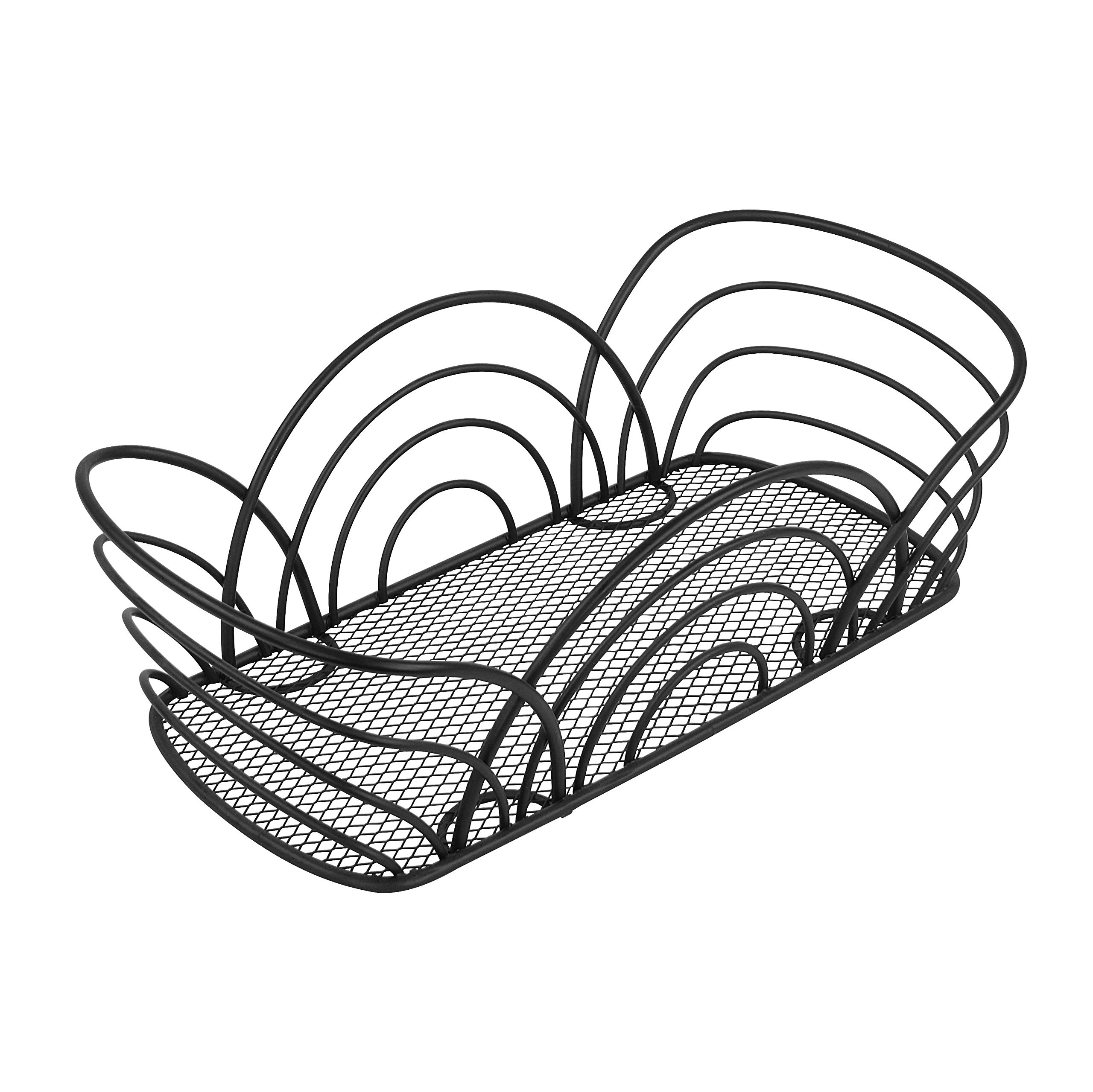 Spectrum Diversified Flower Basket, Classic Kitchen Design for Breads, Roll, Muffin Pastries & Baked Good Storage, Traditional Style Snack & Food Holder for Serving, Black