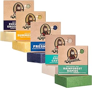 Dr. Squatch Set de regalo variado de jabón natural en barra para hombres, jabón de proceso frío sin productos químicos agresivos, Rainforest Rapids, coco náufrago, Fresh Falls, cítricos de verano y