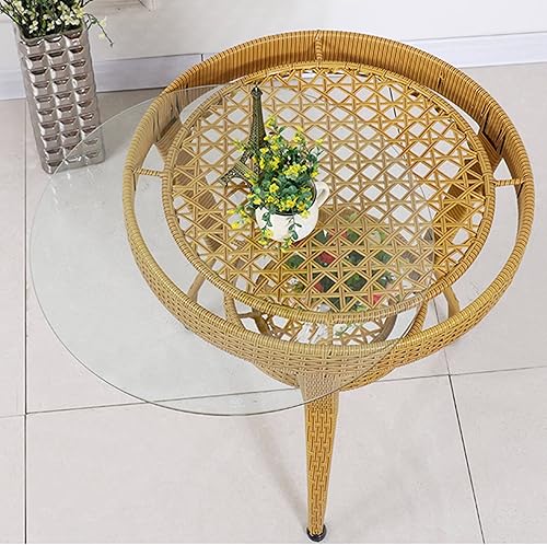 Miniatura 8 de JUFU Mesa redonda de vidrio templado de 36 pulgadas, borde pulido de lápiz de 0.35 pulgadas de grosor, vidrio transparente para patio, comedor, café