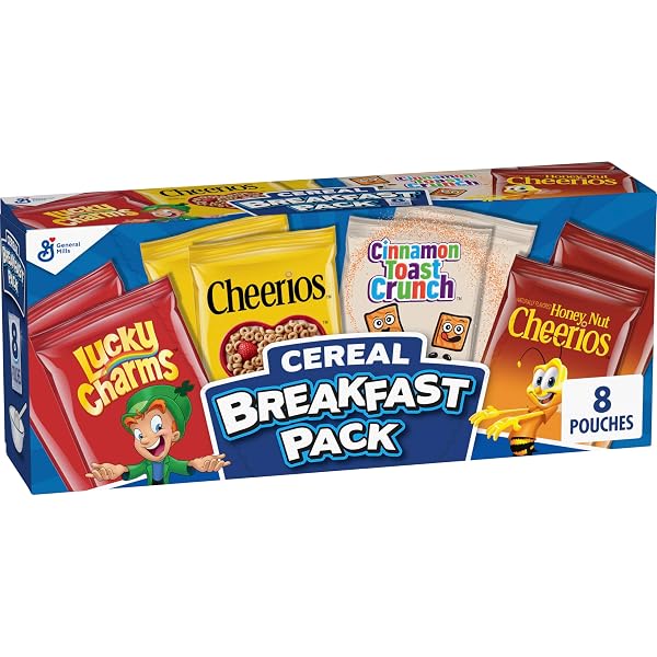 General Mills Breakfast Cereal Variety Pack, Lucky Charms, Cinnamon Toast Crunch, and Cheerios Varieties, Single Serve S