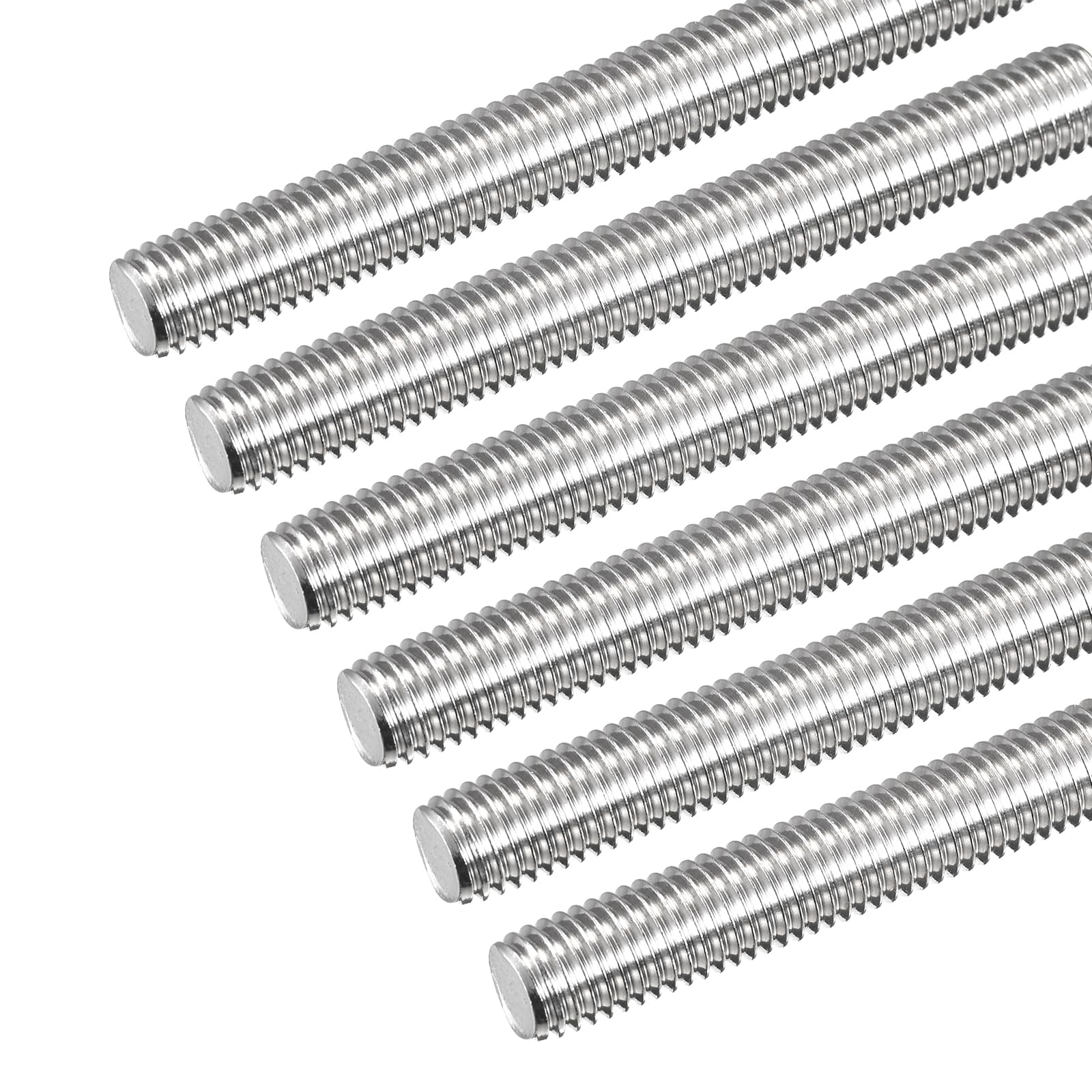 QUARKZMAN 6 Pcs Tige Filetée M12 x 200mm 1.75mm Pas de Filetage en Acier Inoxydable 304 Tiges Filetées Entièrement à Droite, Goujons de Barre pour Réparation, Bricolage