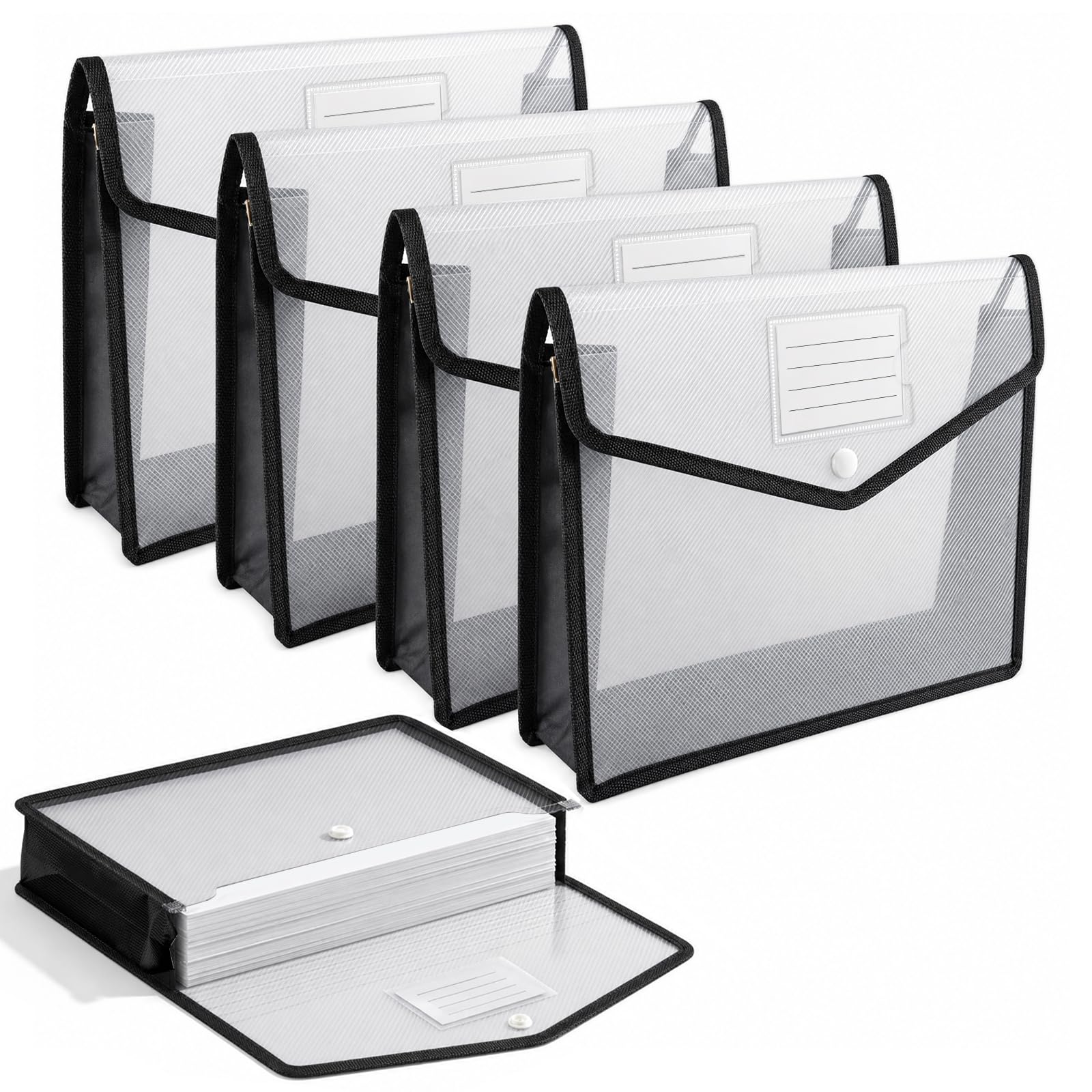 Binditek A4 Plastic Wallet Folder, Expandable Document Folder, 5 Pack