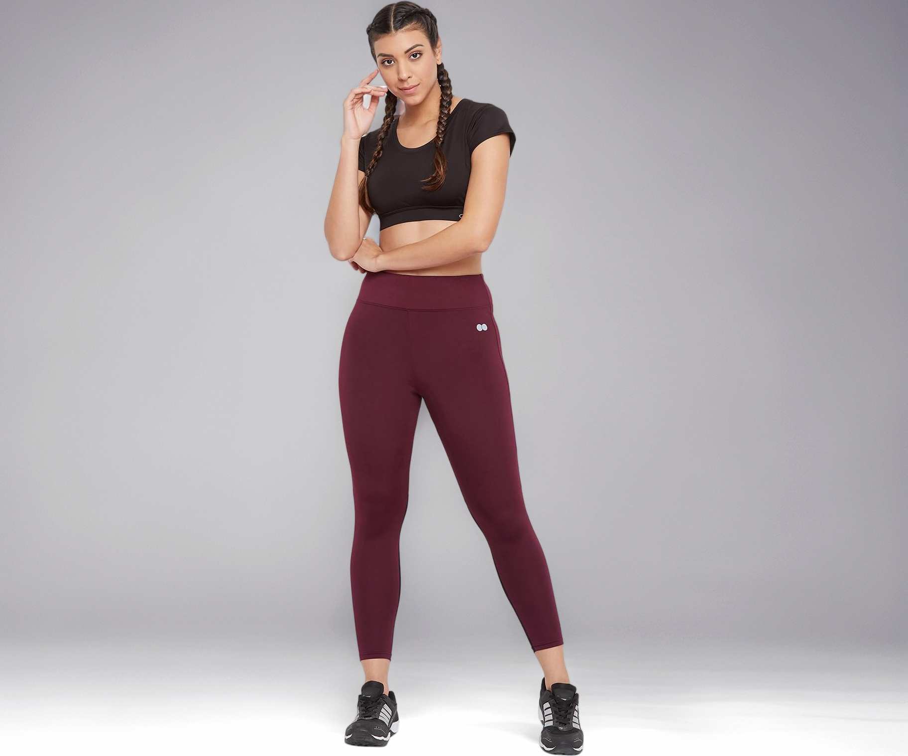 Women's Slim Fit Mid Rise Polyester Slim Activewear Sports Ankle Length Tights