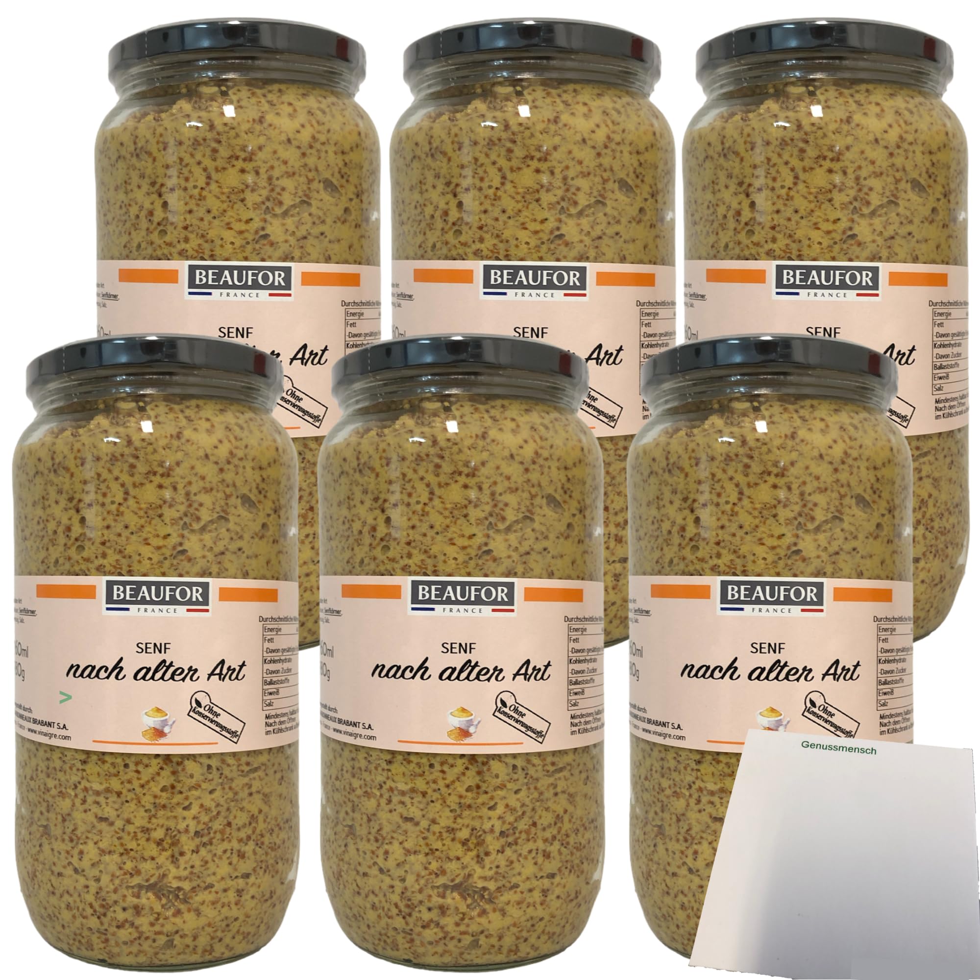 usy Bundle für Beaufor Senf nach alter Art 6er Pack (6x960ml Glas) + usy Block