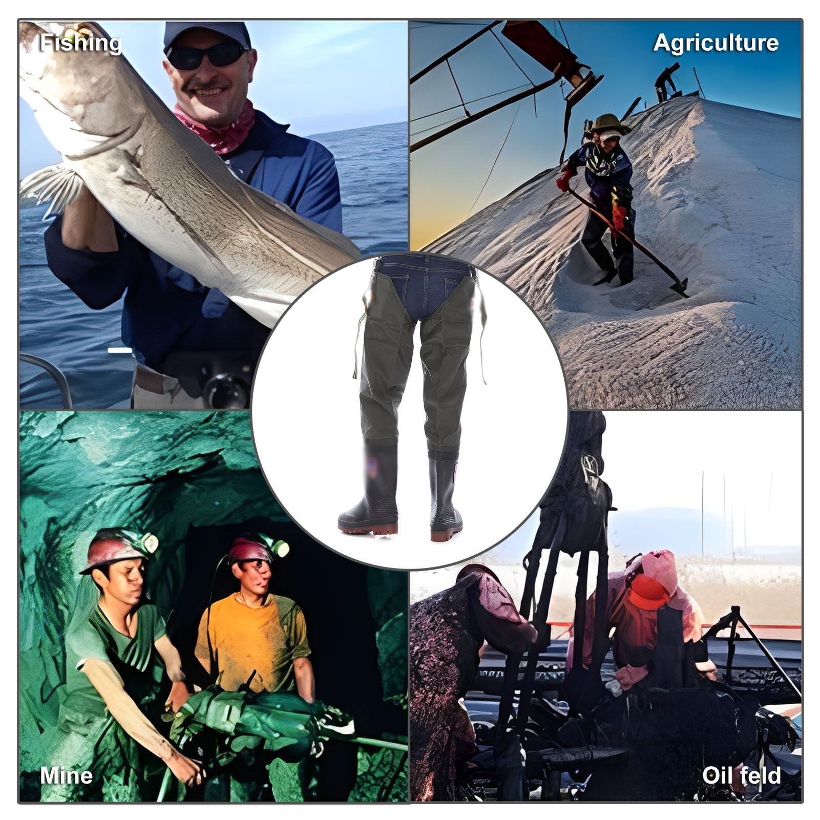 Waders Cuissardes De Hanche pour Hommes Et Femmes, BootfootWader De Pêche Isolé Et Imperméable, Bottes De Pataugeoire avec Semelle Extérieure À Crampons(42 EU)