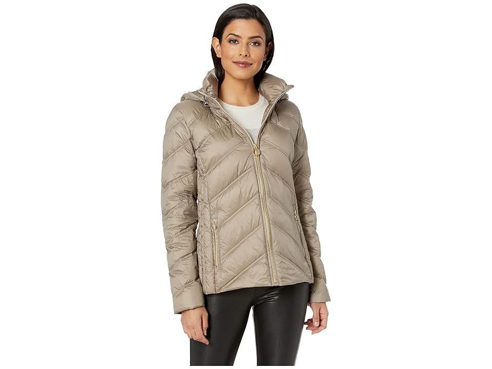 

MICHAEL Michael Kors Zip Front Short Packable M823478GKA (Taupe) Women's Coat