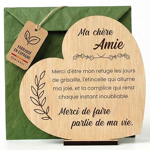 CONTRAXT Cadeaux Originaux pour Amies Carte en Bois pour la