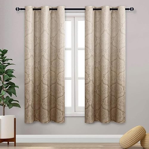 Miniatura 72 de DWCN - Cortinas blackout para dormitorio, diseño de damasco con aislamiento térmico y ojales, para sala de estar, juego de 2 paneles de cortina