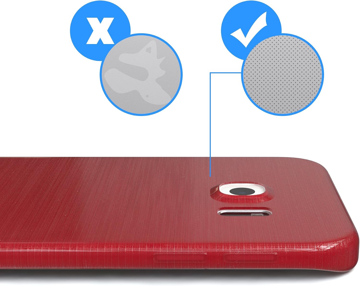 Galaxy S6 Edge Case - Eazy CASE Premium Protective Covers for Samsung Galaxy S6 Edge Silicone Bumper, Shock Absorption Hard Shell - Brushed Cell Phone Case in Red