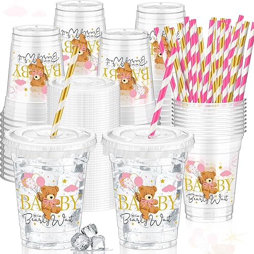 Miniatura 21 de 50 tazas de plástico desechables de los años 80 de 12 onzas G Back to 80s tazas gruesas temáticas de los años 80 tapas para tazas transparentes con