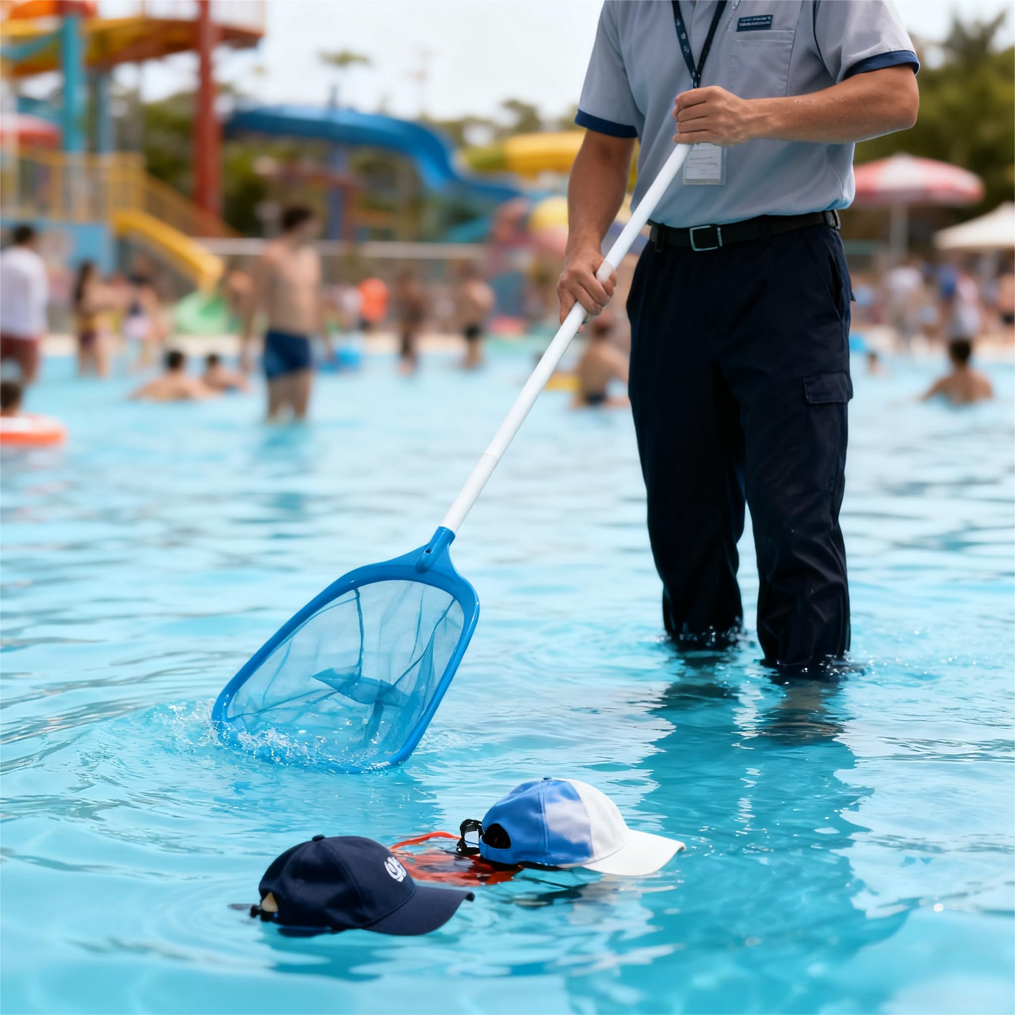 Retino per piscina con asta telescopica da 160 cm, manico staccabile a 4 sezioni, rete per foglie profonde per piscina