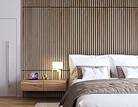 Vista 3 de Woody Walls Paneles de pared de madera acústica para decoración de paredes interiores, juego de 2 paneles de madera sin costuras para paredes, pared