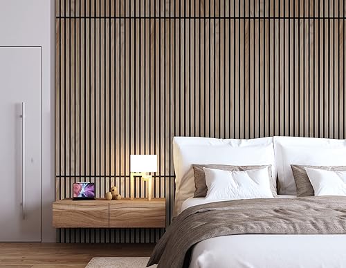 Miniatura 3 de Woody Walls Paneles de pared de madera acústica para decoración de paredes interiores  Juego de 2 paneles de madera sin costuras para paredes  Pared