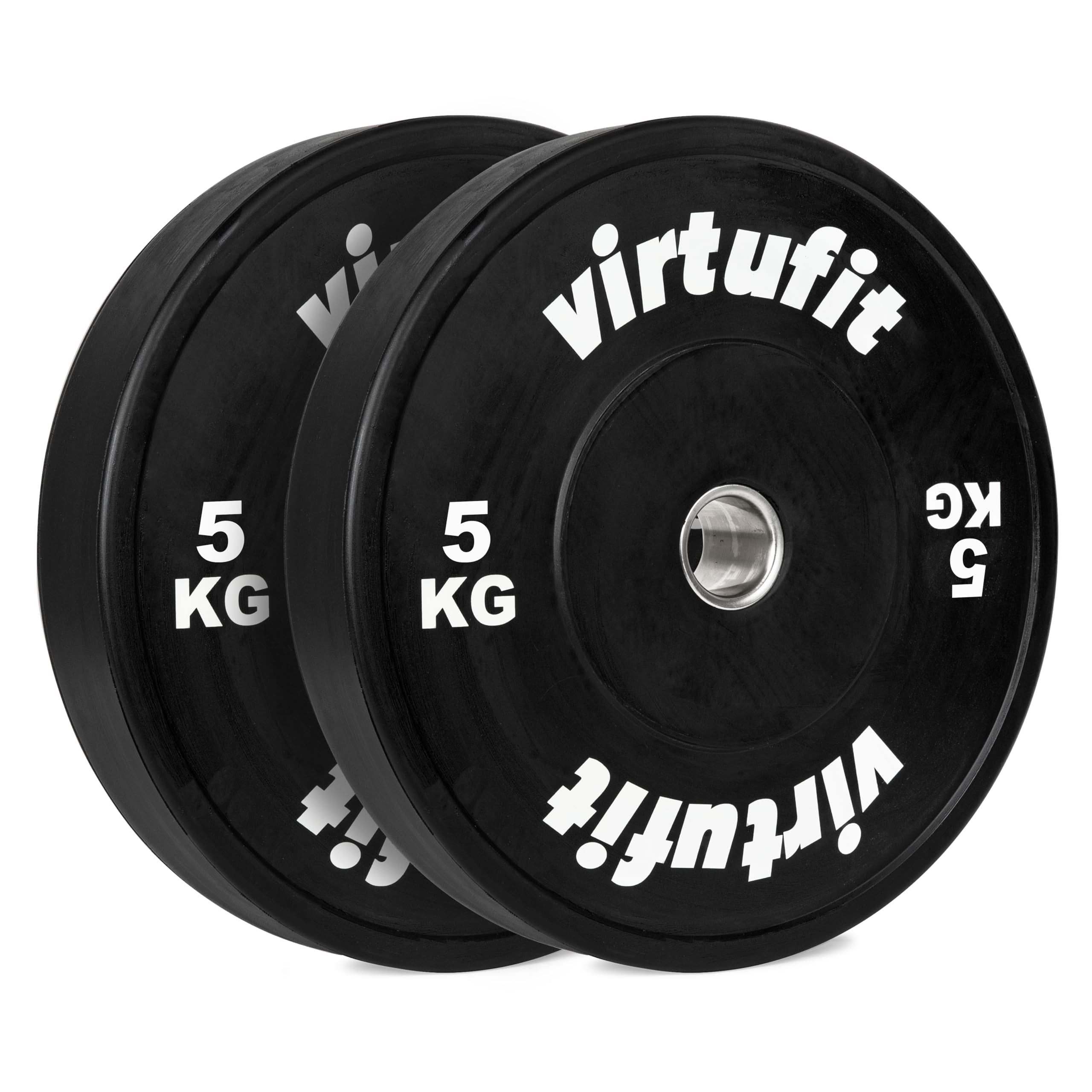VirtuFit Lot de 2 disques de poids olympiques van Rubber en caoutchouc - 50 mm - Lot de 2 x 5 kg