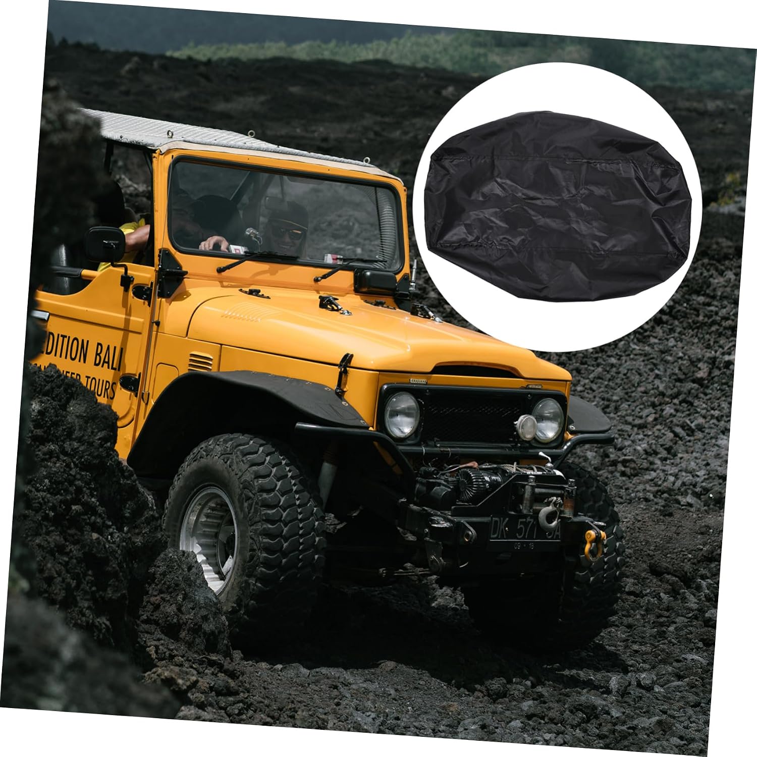 Hemobllo Oxford Cloth Winch Cover Heavy Duty Electric Winch Protector Dustproof UV Resistant for Suv Trucks Cars