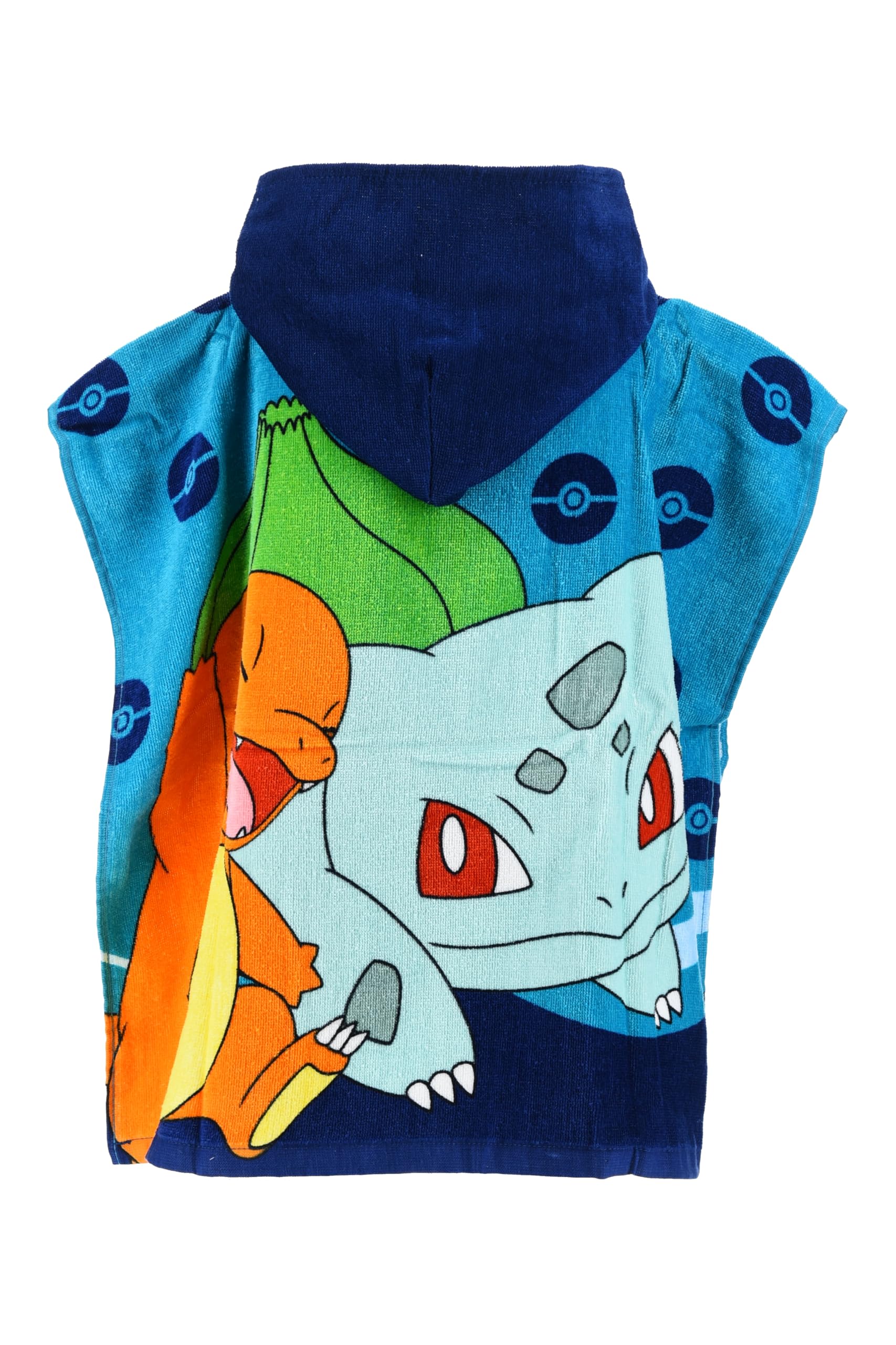 Pokemon Pikachu e Squirtle - Poncho da bagno per bambini, 100% cotone, blu, 55 x 110 cm, asciutto, piscina coperta, spiaggia, morbido (turchese)