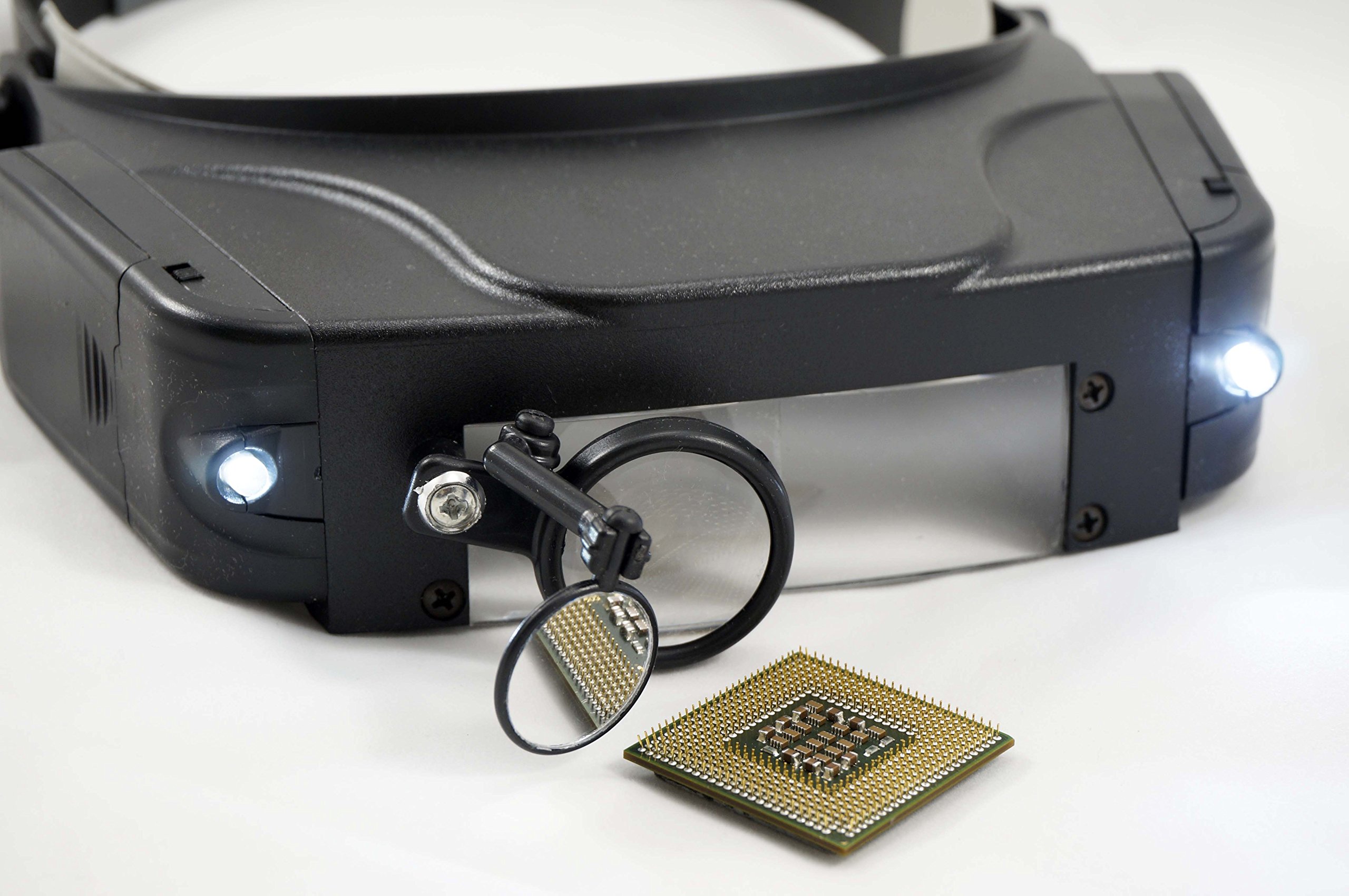 SE Illuminated Multi-Power Head Magnifier with Mirror Attachment - MH1049LC - Image 3