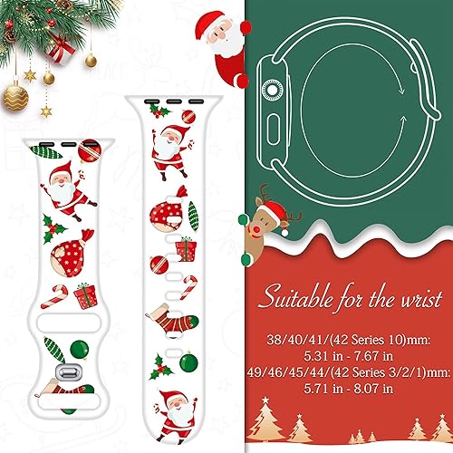 Miniatura 2 de Paquete de 2 correas de regalo de Navidad compatibles con Apple Watch de Navidad para mujeres de 1.772 pulgadas, 1.732 pulgadas, 1.654 pulgadas,
