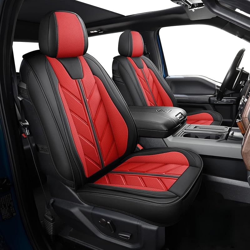 Capas para Bancos dianteiros BALLIOL em Couro Sintético Vermelho, Ajuste Específico para Dodge Ram 1500, 2500 e 3500 2009–2026, Kit com 2