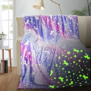 Unicorn Glow in The Dark Blanket, Unicorn Blanket for Girls/Kids, Unicorns Gifts for Girls Age 3-12, Toddler Blanket for Kids, Soft Fleece Blanket Throw Birthday Gift 40"x60"