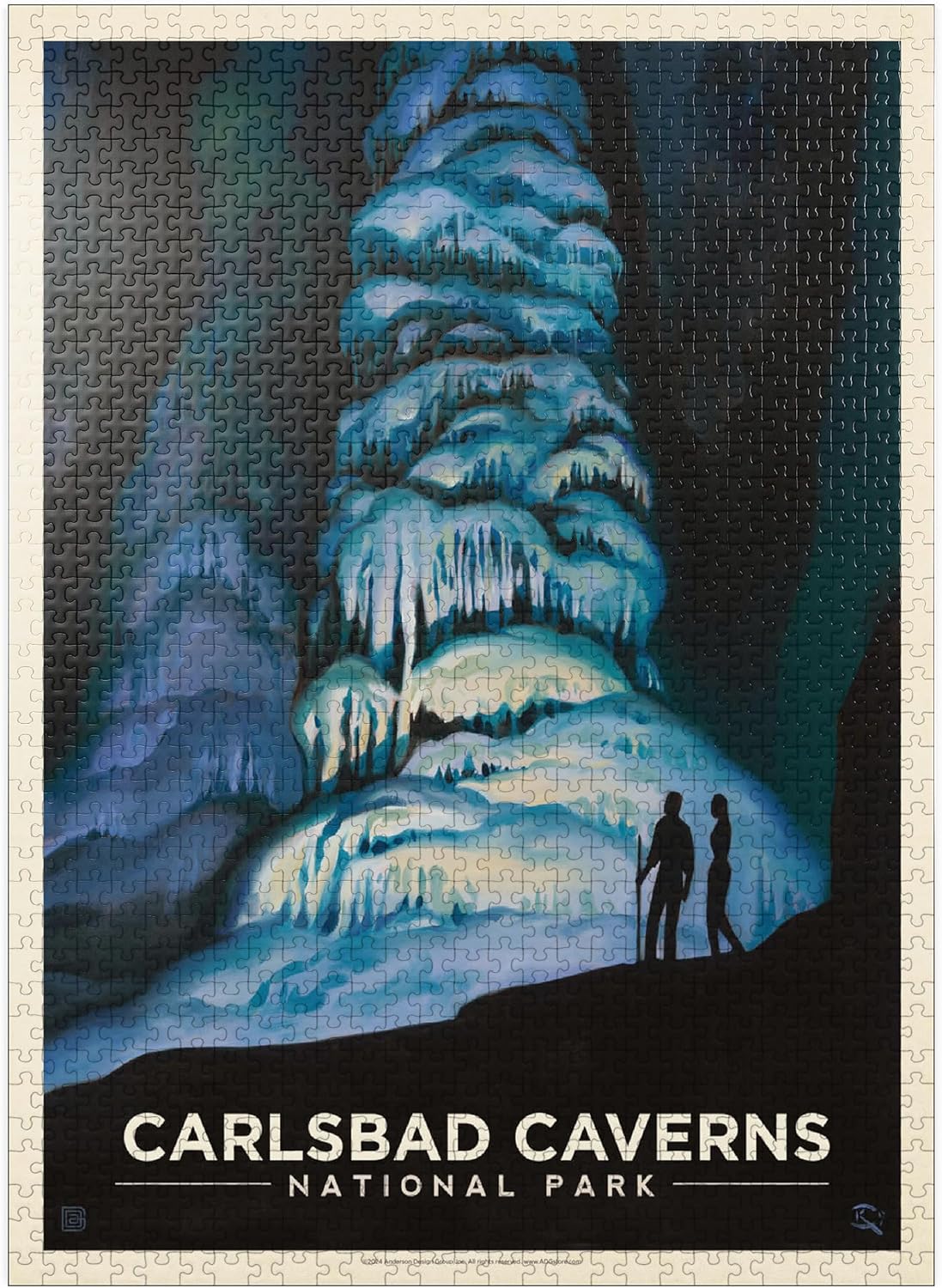 MyPuzzle Carlsbad Caverns National Park: Big Room, Vintage Poster - Premium 1000 Piece Jigsaw Puzzle for Adults