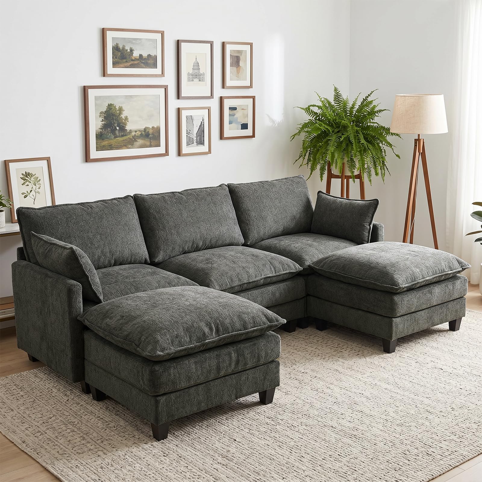 U Shaped Modular Sectional Sofa, Cloud Couch for Living Room
