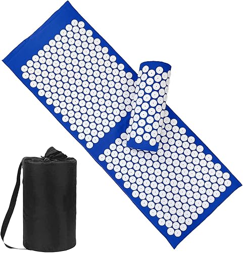 Vista 8 de XiaoMaGe Juego de alfombrilla de acupresión y almohada con bolsa, alfombrilla de acupuntura extra larga para aliviar el dolor de cuello y espalda