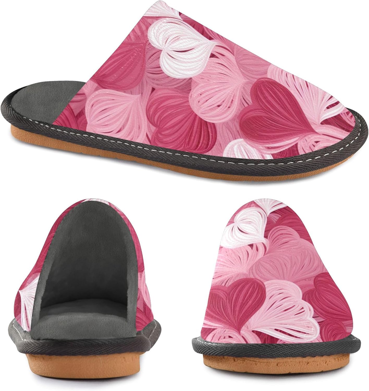 Valentine's Heart House Slippers – Cozy Fuzzy Slippers for Guests, Washable & Disposable, Perfect for Shoeless Home, Spa & Hotel Use A110853