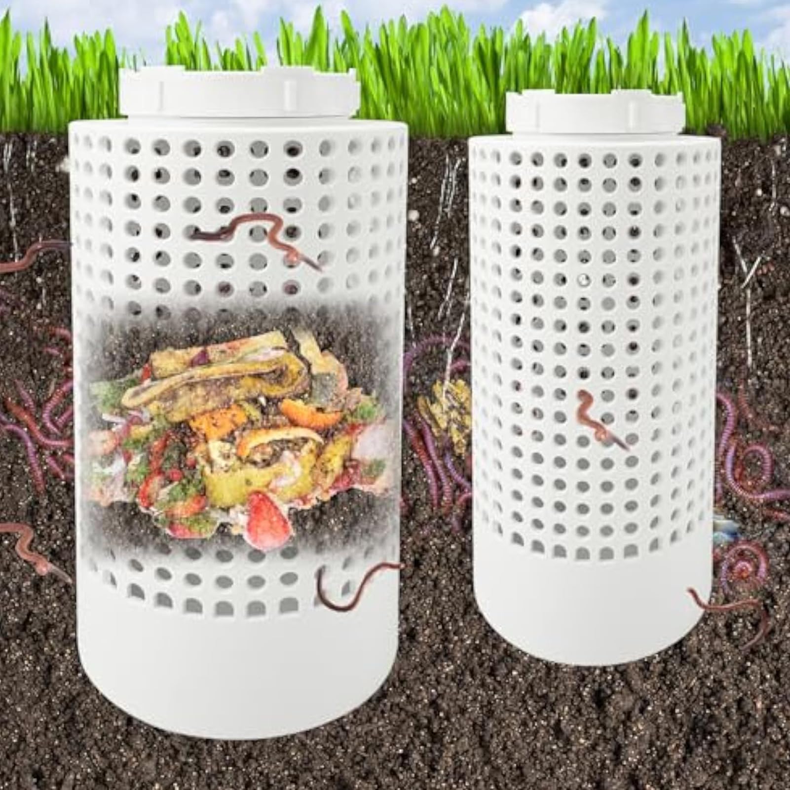 In Ground Worm Composter | In Ground Worm Bed - Moisture-Control Cultivation Container -Saving for Organic Recycling Yard Waste Sustainable Living Soil Enrichment