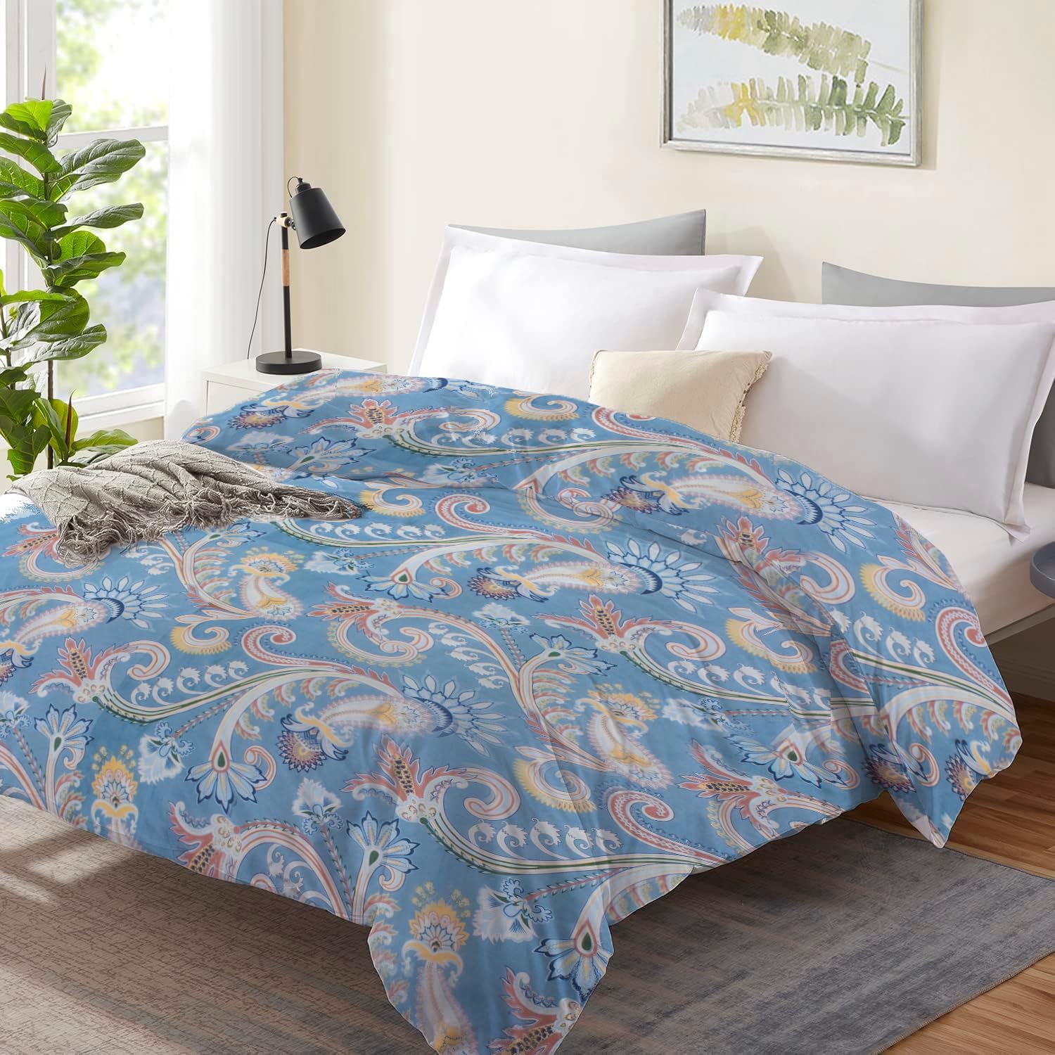 RD TREND® Glace Cotton Duvet Cover Double Bed King Size, Duvet Cover II Razai Cover II Quilt Cover for Double Bed with Zipper 90 x 100 Inches (Ambi-Blue)