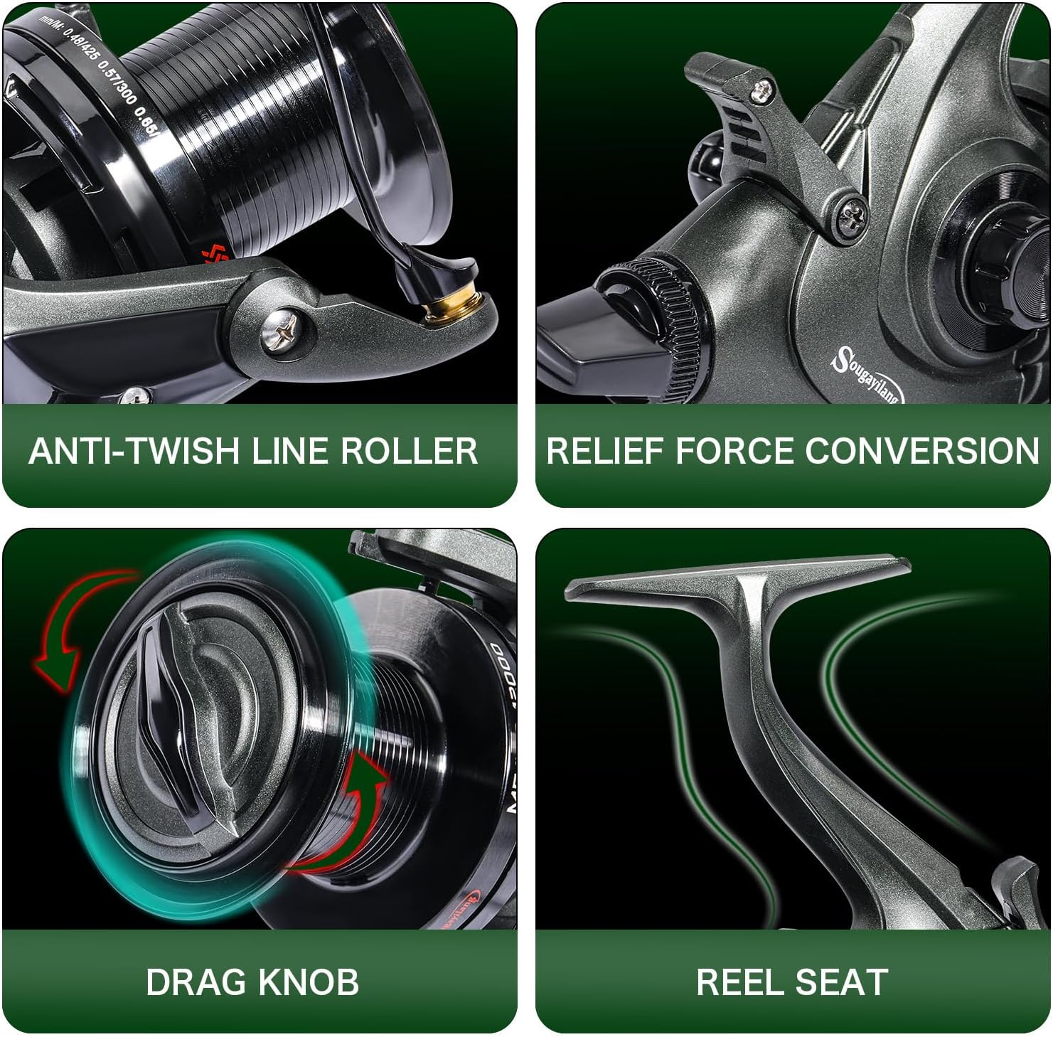 Sougayilang ME430 Carp Reel,11000/12000 Large Line Capacity Surf/Carp Fishing Reels,13+1BB Smooth Powerful Carp Reels 4.6:1 Gear Ratio for Saltwater Freshwater 7 81ESvVWWIJL. AC SL1500