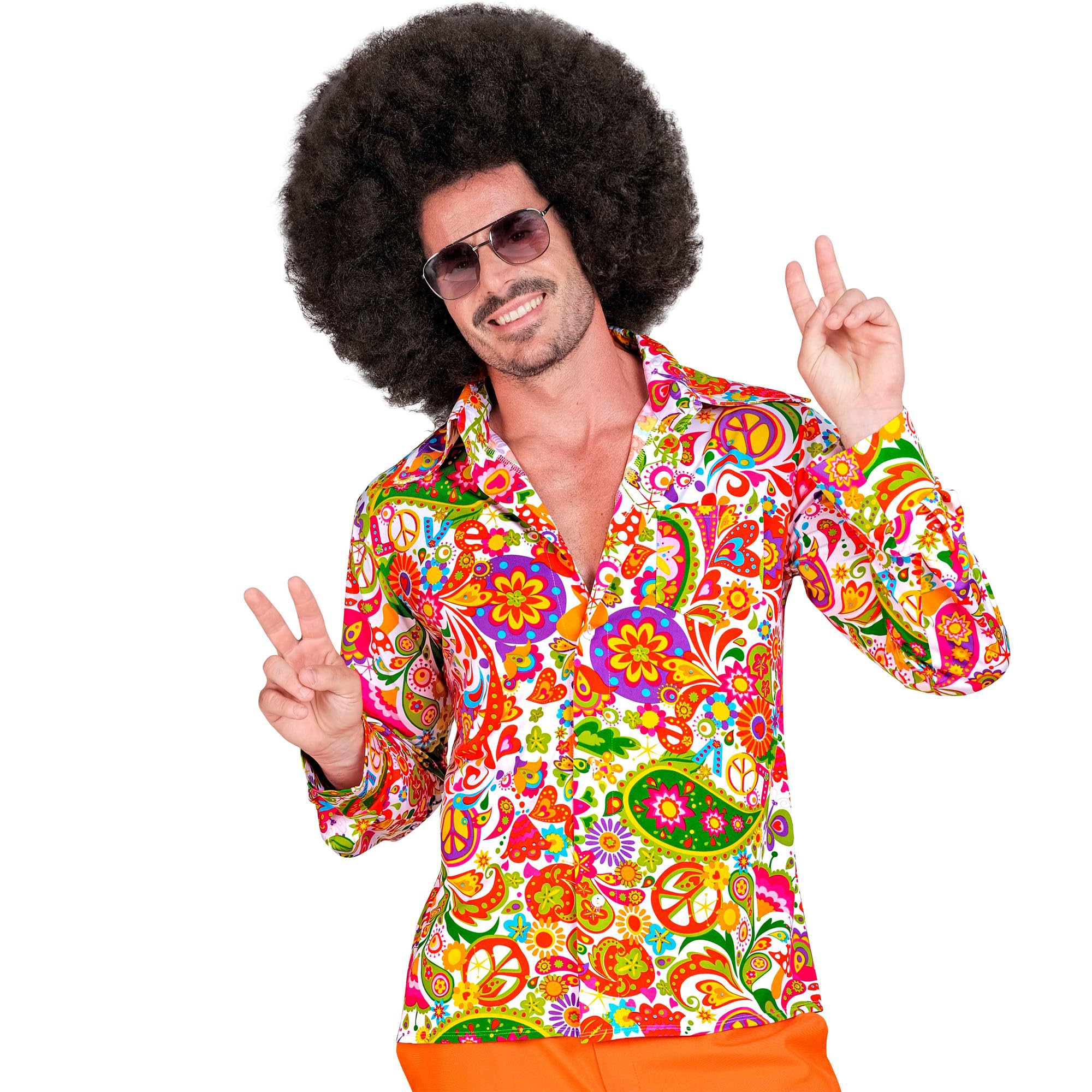 W WIDMANN MILANO Party Fashion - Hippie Shirt, Hipster, Flower Power, 1960s Costume, Carnival Costumes
