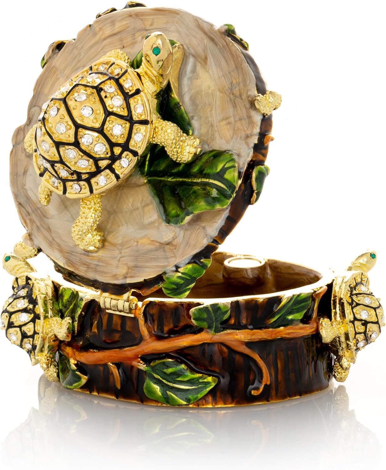 Keren Kopal Turtles on top of trunk Decorated Wood-like Trinket Box Home Decor