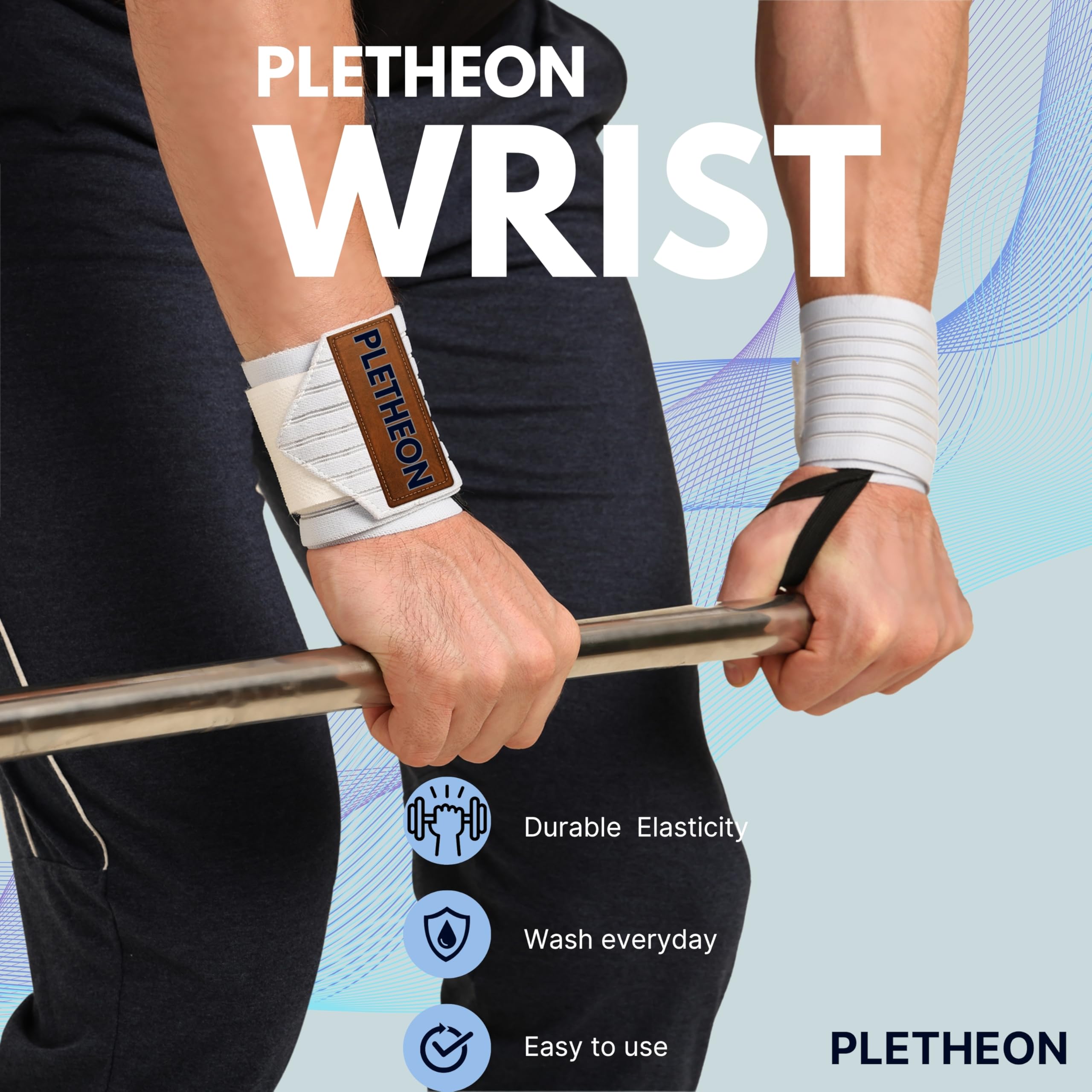 PLETHEON Wrist Support Band for Gym, Workout & Weightlifting | Adjustable Wrist Strap for Men & Women | Pain Relief & Wrist Stability for Fitness & Sports (VENTILATED WHITE) - Image 3 thumbnail