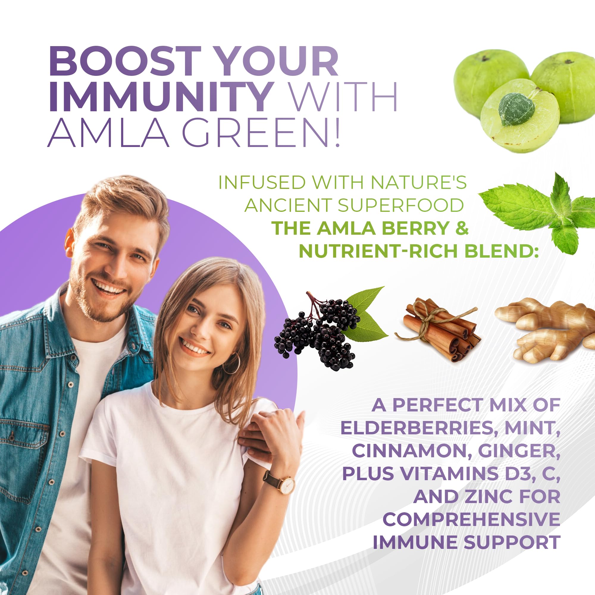 Amla Powder & Immunity Blend Superfood Supplement with Elderberry, 20x Ultra Concentrated Amla, Immune Support, Made with Ginger, Cinnamon, Peppermint, Indian Gooseberries, Immunity, 30 Servings — Amazon image 4