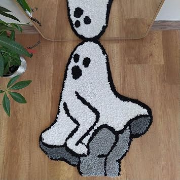 Halloween Ghost Bath Mat, Sexy Ghost Tufted Rug, Soft Absorbent Non Slip Floor Mat, Spooky Bat Halloween Decor for Kitchen Horror Holiday Bathroom, Bedroom, Living Home 24"X20"
