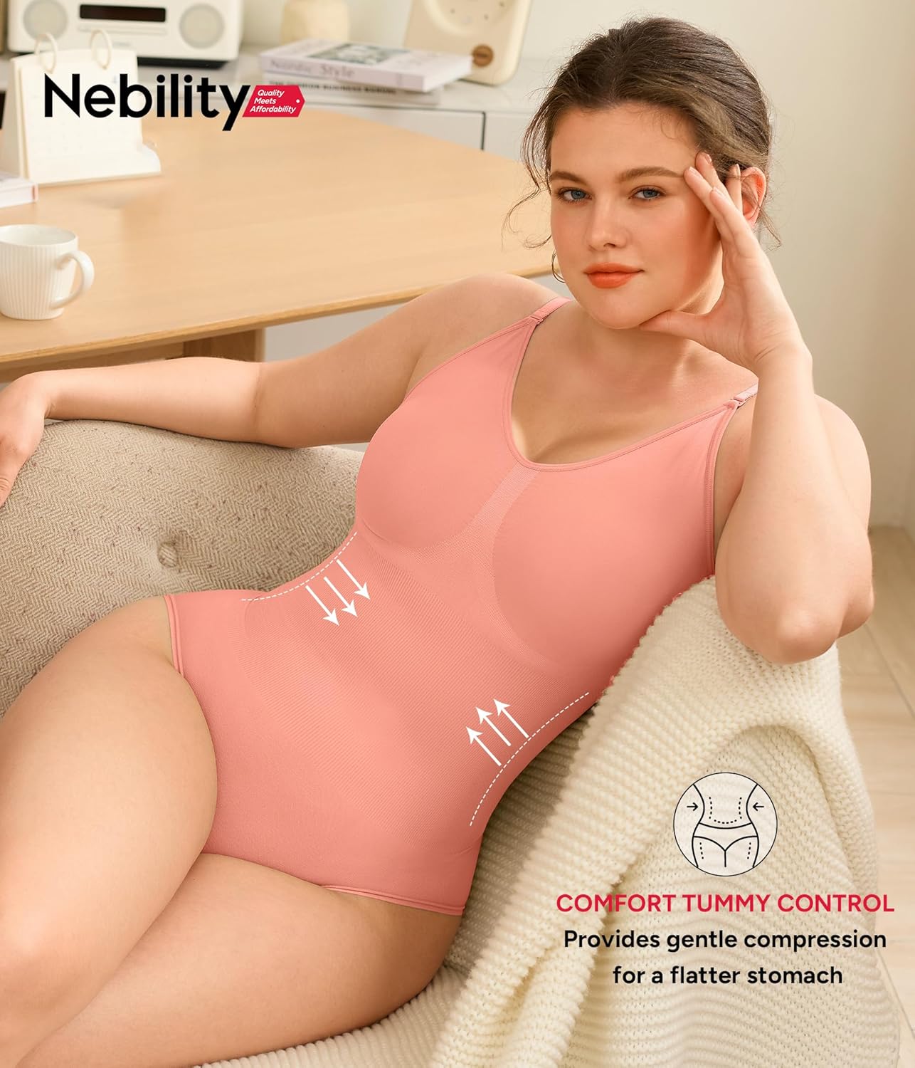 Nebility Shapewear for Women Tummy Control Shapewear Bodysuits Seamless Body Shaper Waist Trainer Body Suit - Image 6