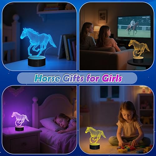 Miniatura 5 de Regalos de caballos para niñas, luz nocturna de caballo, lámpara cambiante de 16 colores con control remoto, regalo de Navidad, cumpleaños,