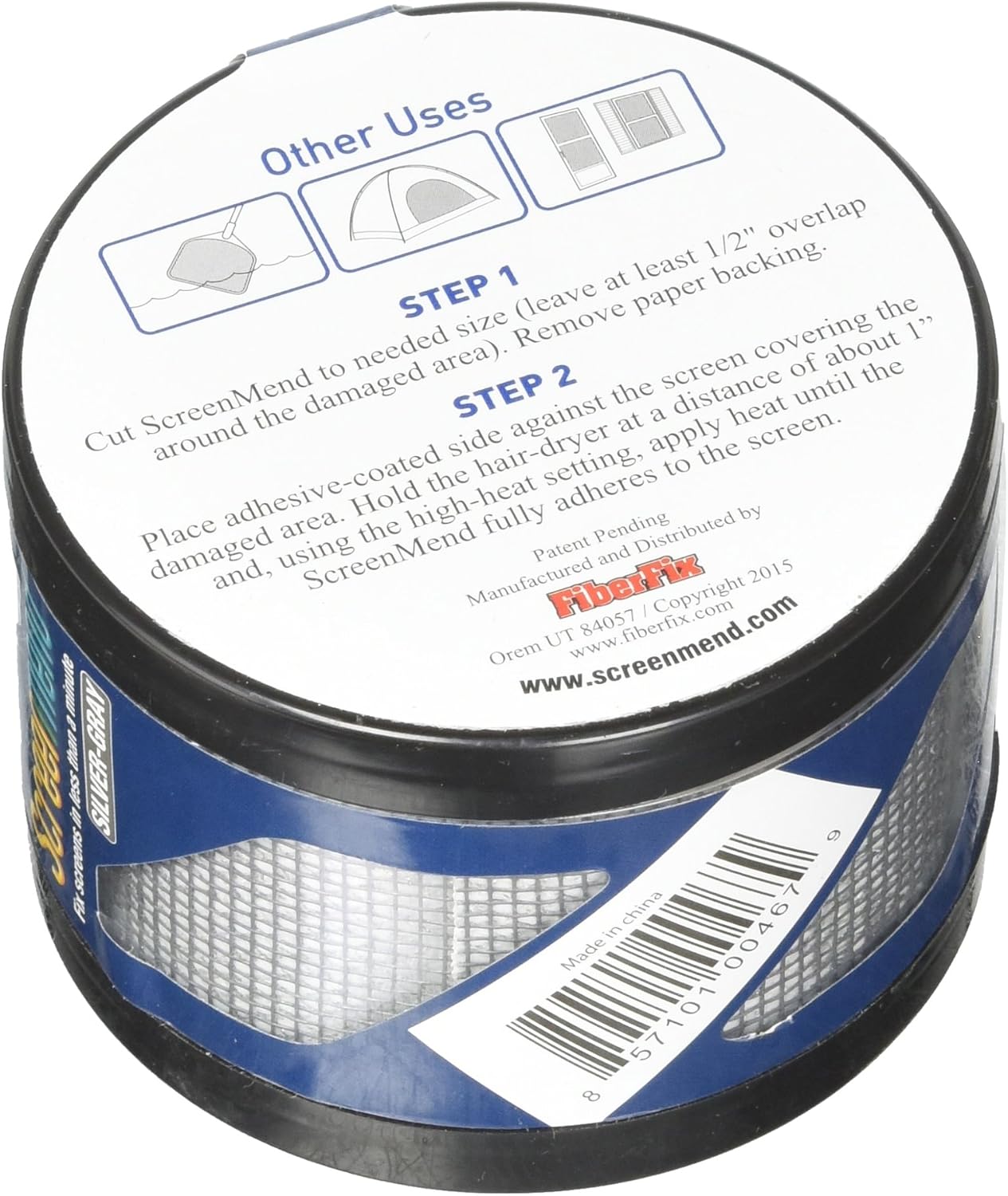 FiberFix Screenmend Window Screen Repair Kit 1-2" x 80" Roll (Silver-Gray)