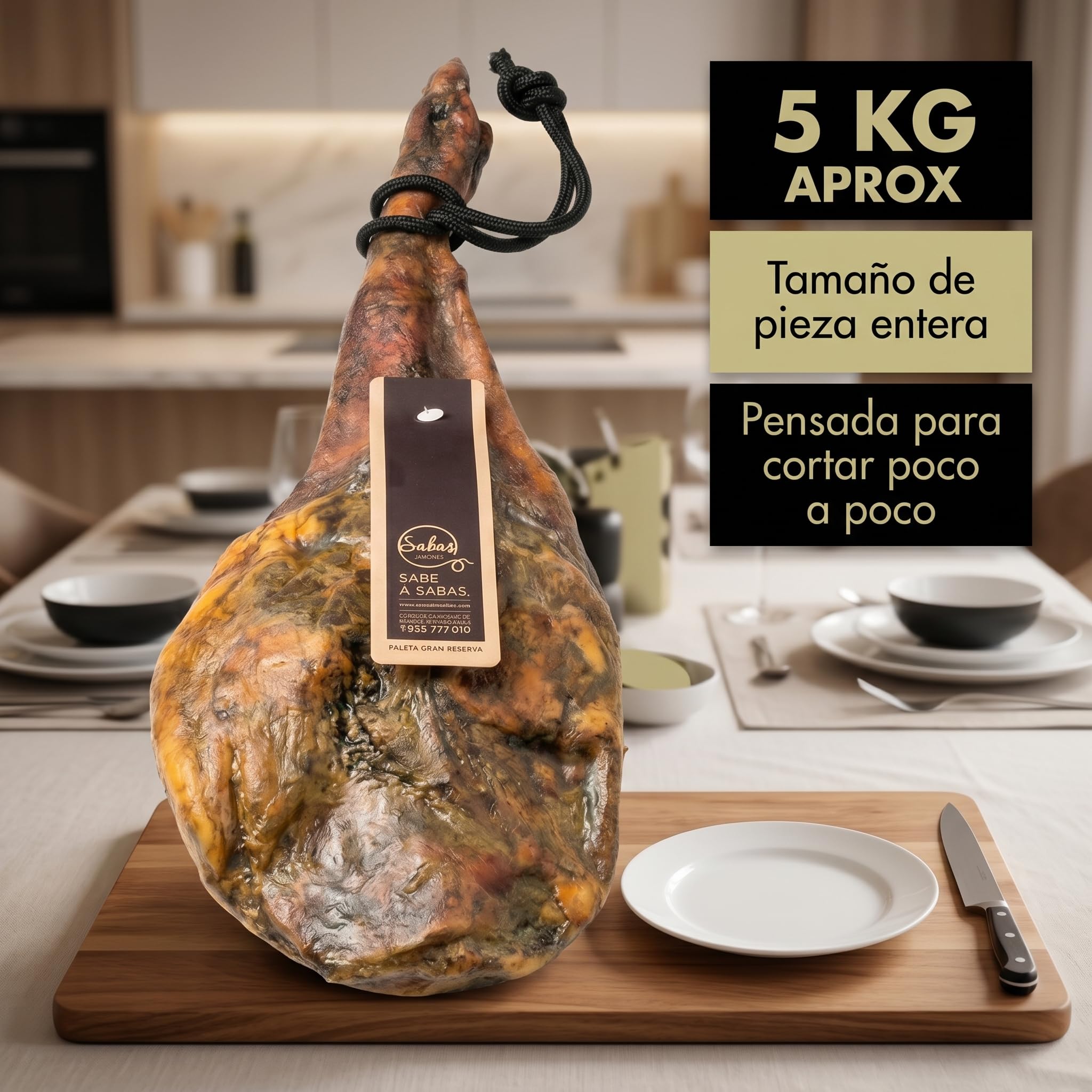 Paleta Duroc 50% Gran Reserva Curada Pieza Entera 6 kg Paletilla Serrana | Peso 5,5 a 6 kilos, secaderos naturales y bodega, sin gluten, sin lactosa ni colorantes; para tapas, tablas y regalo gourmet