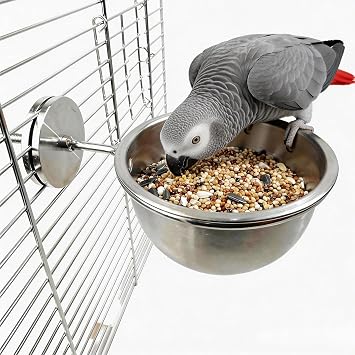 AOTU Anti-Snatch Stainless Steel Parrot Feeding Cups with Locking Buckle - Bird Food & Water Bowls, Essential Bird Cage Accessories for Cockatiel, Conure, Budgie, Macaw Gray Parrot & Small Pets S